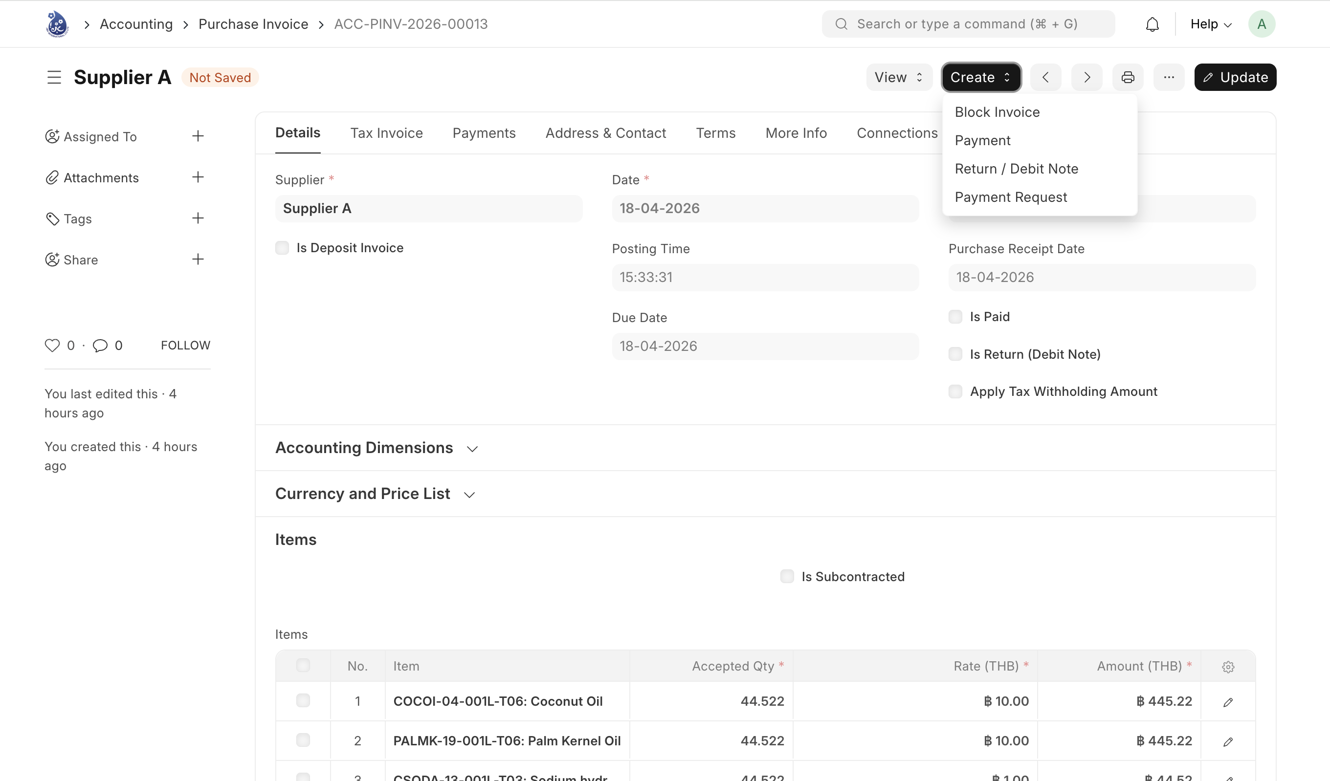 สร้าง Payment Entry ใหม่