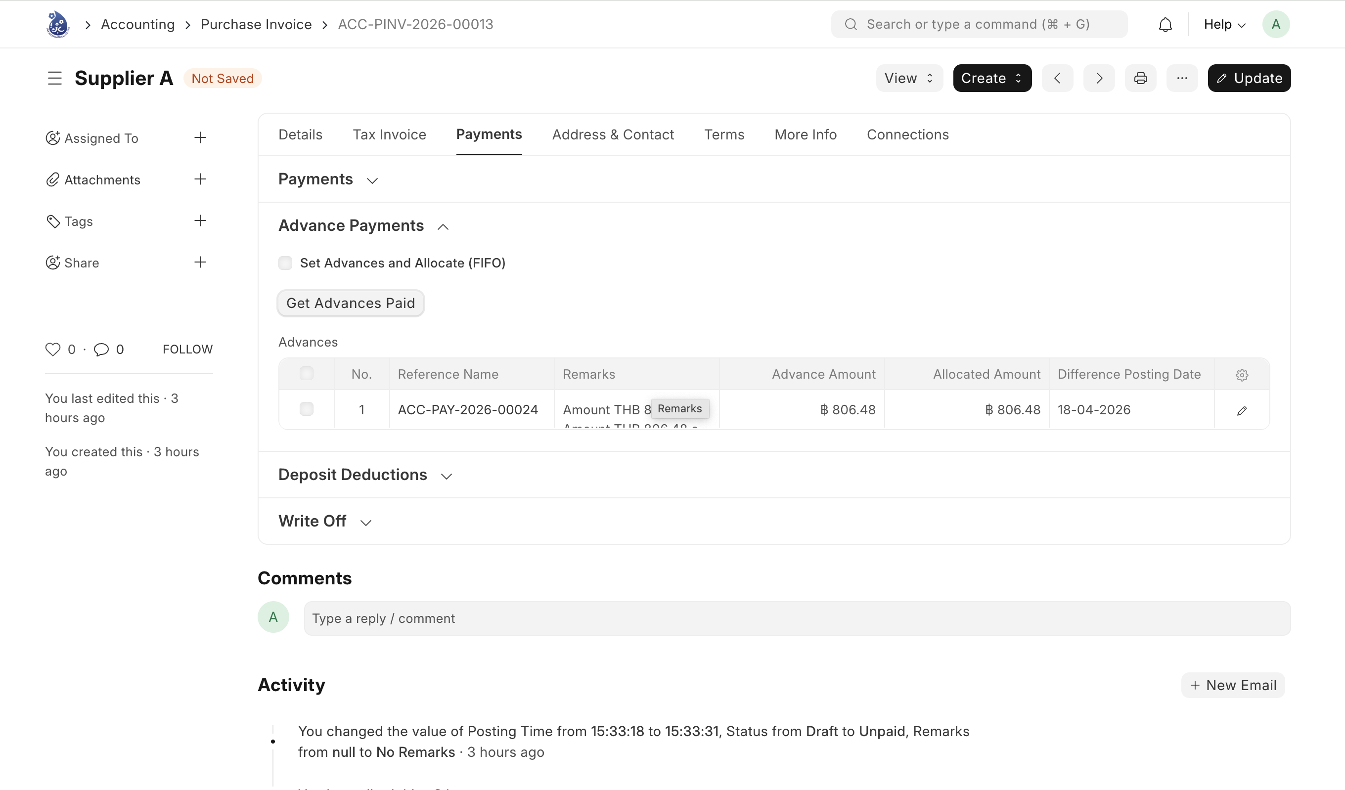 Purchase Invoice Advance
