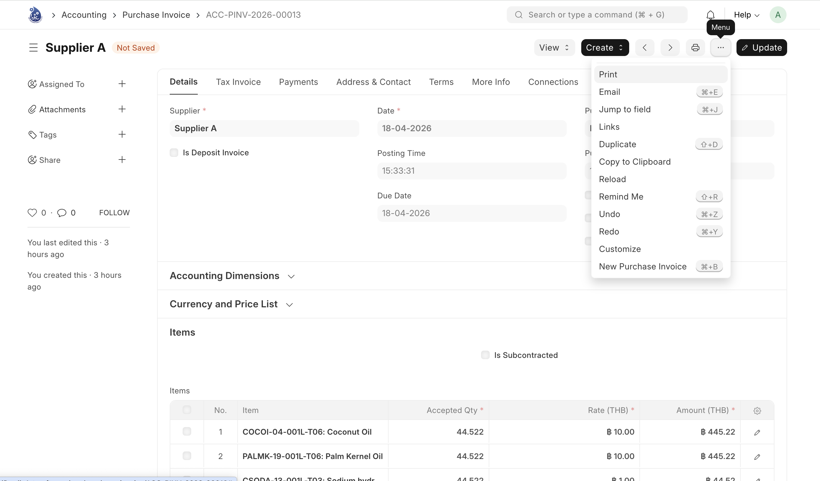 Print Purchase Invoice