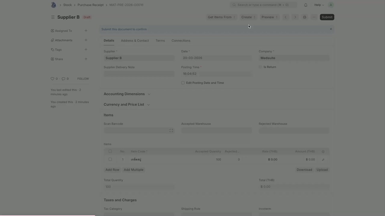Purchase Receipt Draft