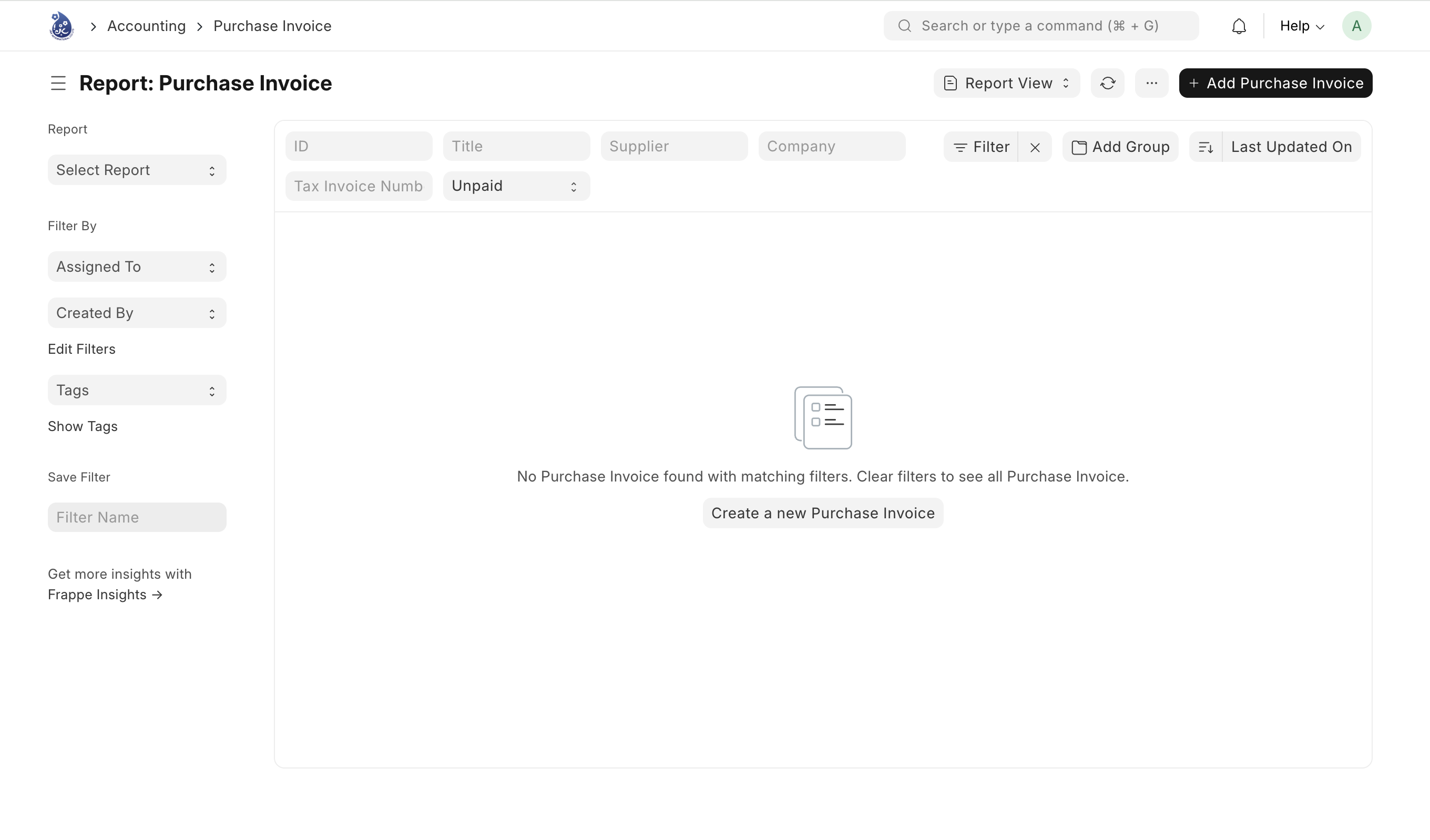 Buying Module Dashboard